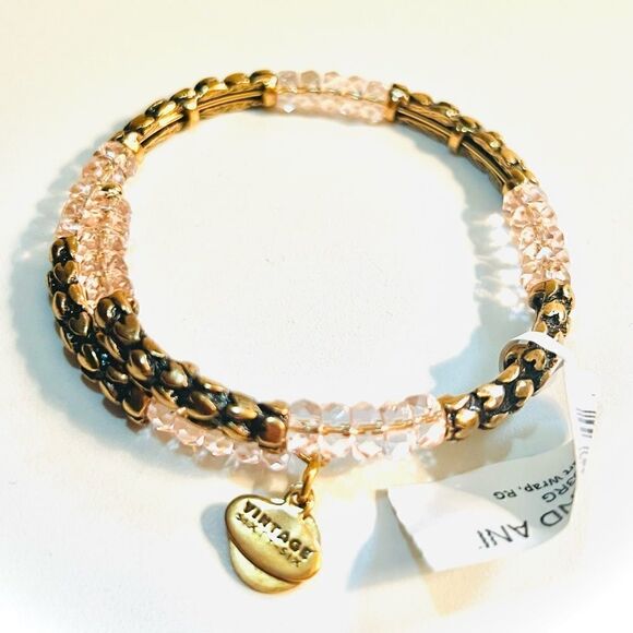 Alex and Ani , V66 Heart Wrap Bracelet, pink, gold - Picture 1 of 3